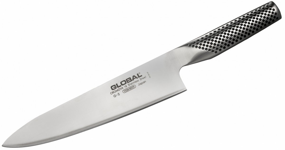 Nóż szefa kuchni 20 cm Global G-2 PLUS ostrzałka Taidea T0825D – zdjęcie 2