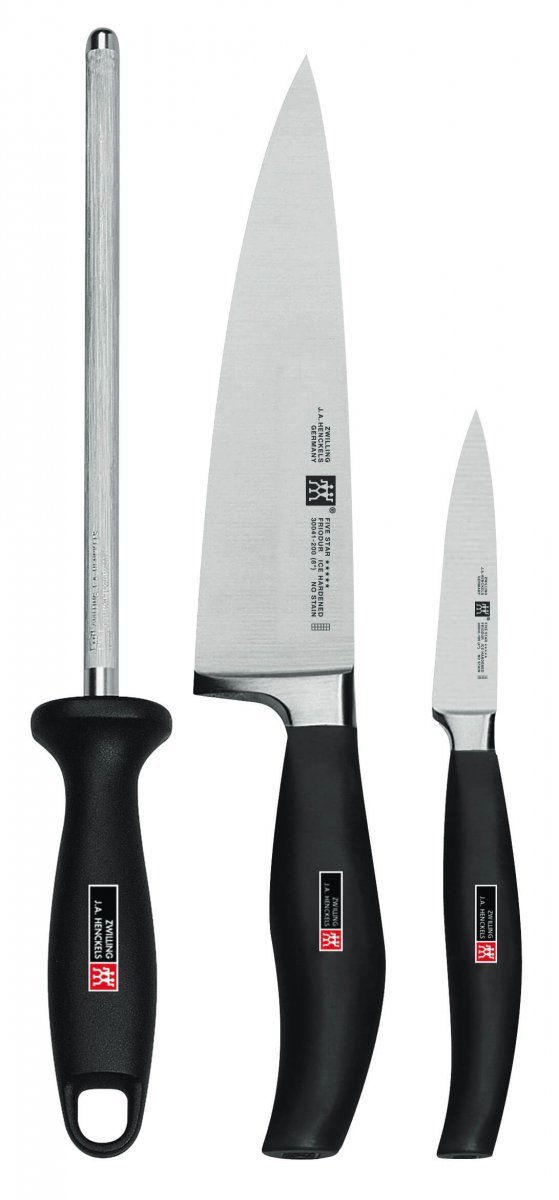 Zwilling Five Star Zestaw 2 Noży + Ostrzałka, uniwersalny Zestaw